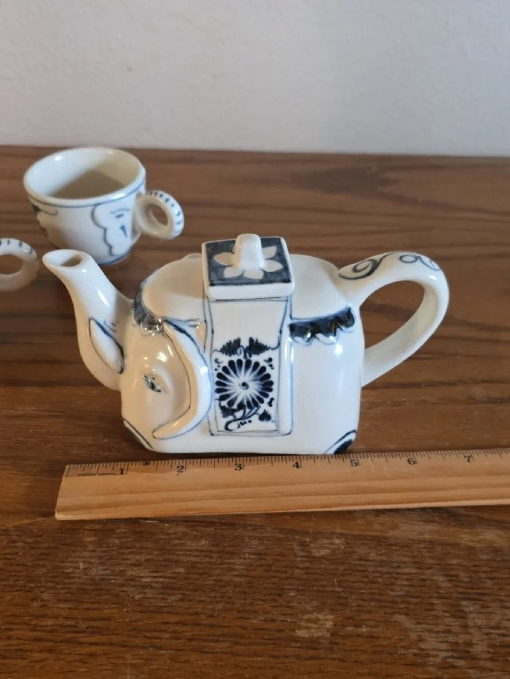 Vintage Asian Elephant Teapot Set with 2 Matching Cups - Tote 15